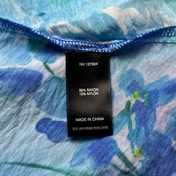 Ali Miles Plus Size 2X Artsy Colorful Butterfly Print Aqua Button Up Tunic Top - Picture 9 of 10